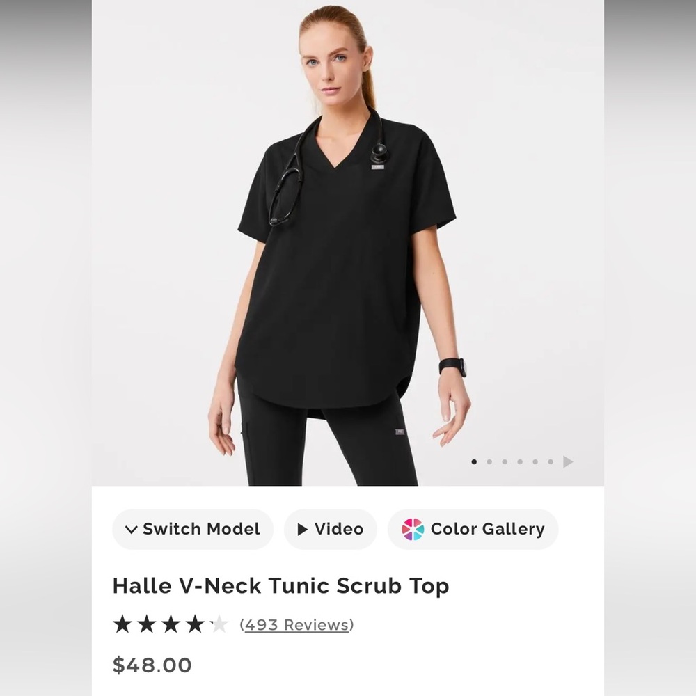 Black Figs V-Neck Tunic Scrub Top